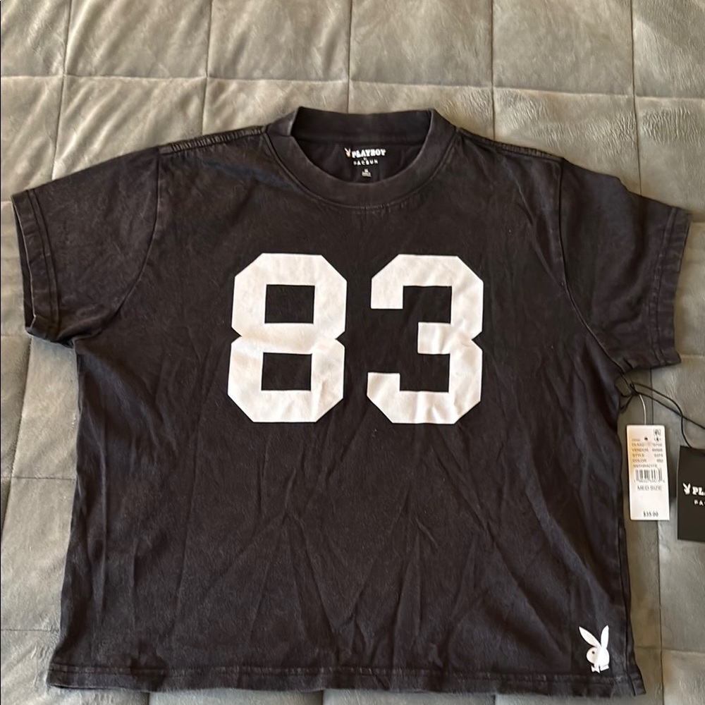 Playboy Black Tee with White 83 Graphic